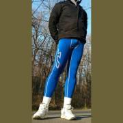 Blue compression tights