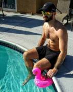 Drinking by the pool