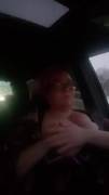 It's a rainy night in Georgia. Got my tits out in traffic