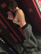 Elay Smith cover topless side boob...in leggings of course