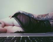 Black Thong Used&Abused this Creamy, Silky, Sexy Gusset