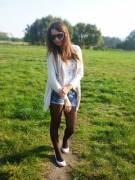 Polka dots just draw your attention (x/post r/TightsAndTightClothes)