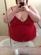 Belly on the bathroom bench