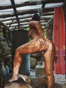 I gave a nice peek to everyone walking by the public showers at the campsite we stayed at. [IMG]