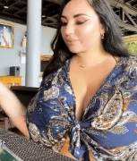 Titty flash in a restaurant