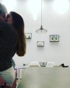 Picking up her girlfriend .