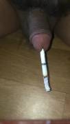 Smoking by his dick