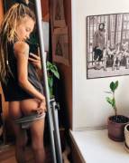 Down with her panties