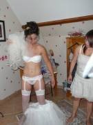 The bride has great abs