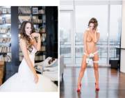 Dazzling brunette bride seems to be well-kept (Album in comments)