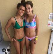 Busty petite standing bridge