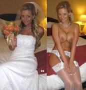 In & out of her dress