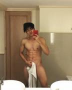 Just out of the shower