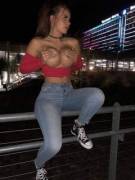 Covering her big ones