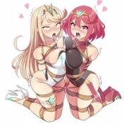 Pyra &amp; Mythra shaken through the bind (BagelBomb)