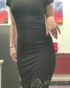 black dress & sheer stockings