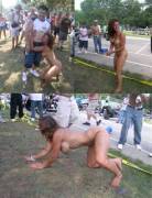 Slut mom going wild on an outdoor white trash party