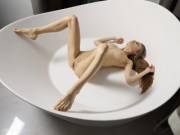 Jolie, looking like she’s stuck in my cereal bowl...