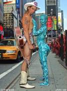 Kasia wearing body paint in public