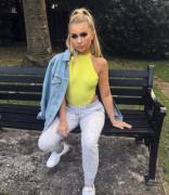 Chav on a park bench