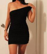 stripping off her dress