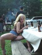 After one beer at her family reunion.