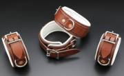 Brown & White cuffs w/ copper rivets