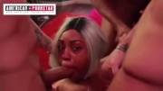 Ebony sucking, taking a bunch of dicks in her mouth