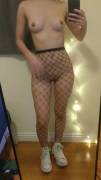 I like to walk around in just my fishnets and chucks