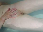 My Shaved pussy soaking in the bath
