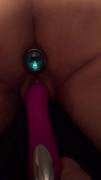 Cuming on my toy with my plug in