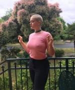 Pink top and pierced pokies