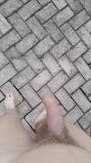 Taking a piss naked outside