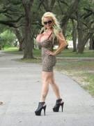 Huge titted mature bimbo