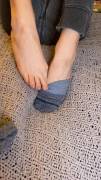 Me taking off my ankle socks