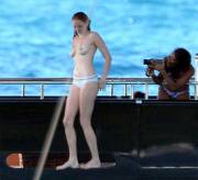 Lily Cole topless on a yacht