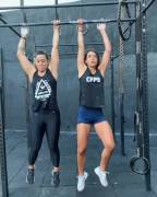 Mariah Nunes and Natasha Villaschi exchange shirts
