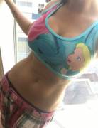 Low slung pants and bra top