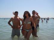 at the beach with friends