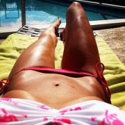 Getting some sun at the pool!