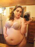 Cute chick, big belly.