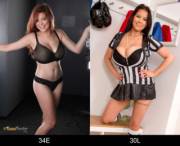 A bit of a random post but this sort of thing really annoys me, probably more than it should; how in the hell can these 2 models, who work for the same company, be 11 cup sizes and 2 band sizes apart? They look almost the same surely?