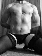 Feeling submissive in panties and hold-ups