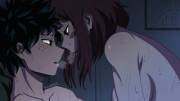 Izuku & Ochako looking at each other passionately.