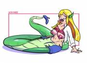 Lamia rips her clothes by AceComix