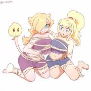 Rosalina & Samus trying out the mummy wraps (Starlett/MissMoonified)