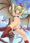 I have a small collection of various dragongirl images. Enjoy!