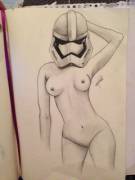 NSFW Captain Phasma by me. [Pencil, 5x8]