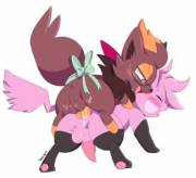 Zorua and Pink Pikachu [PixelyteSkunk]