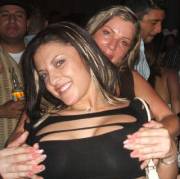 Club groping with creepy guy in bg